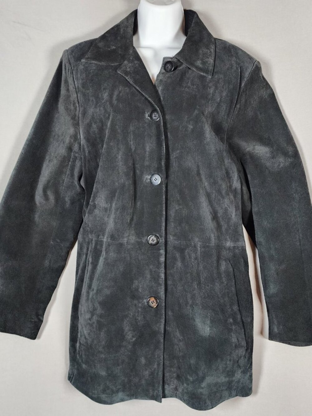 Bernardo Genuine Suede Car Coat Jacket Women’s XL Charcoal Gray